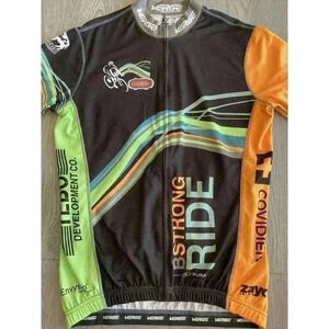B Strong Ride Celestial Seasonings Tea Cycling Verge Jersey Shirt Full Zip Small